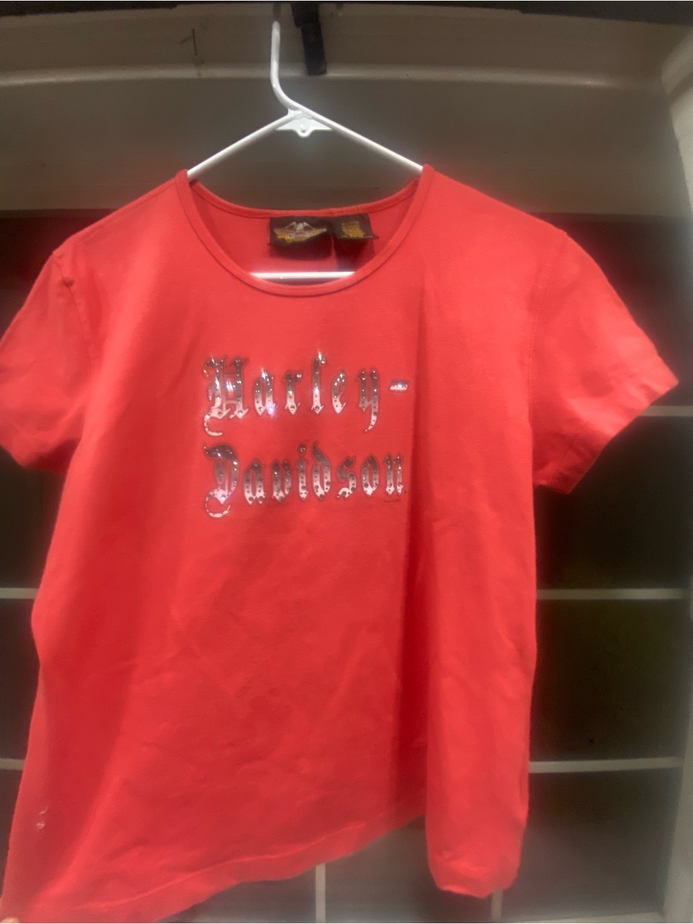 Harley-Davidson Coral Red Sequin Logo Tee
